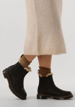 zwarte dr martens vachtlaarzen 2976 leonore