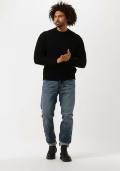 zwarte edwin trui twisted crew neck sweater