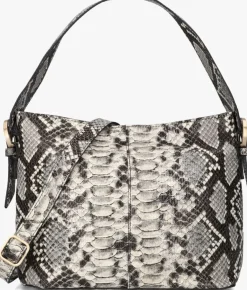 zwarte fred de la bretoniere handtas lindi bucket bag python printed leather