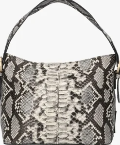 zwarte fred de la bretoniere handtas lindi bucket bag python printed leather