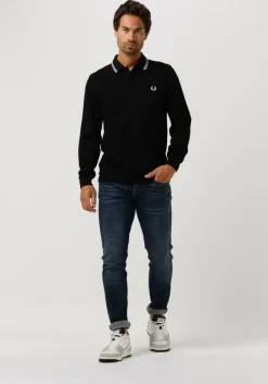 zwarte fred perry polo ls twin tipped shirt