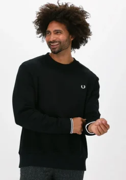 zwarte fred perry trui crew neck sweatshirt