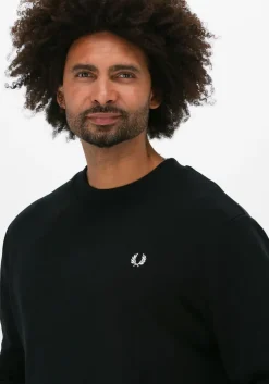 zwarte fred perry trui crew neck sweatshirt