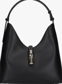 zwarte furla schoudertas goccia m hobo
