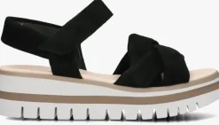 zwarte gabor platte sandalen 622.1