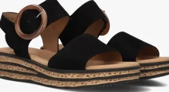 zwarte gabor platte sandalen 550.2