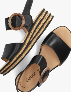 zwarte gabor platte sandalen 550.2