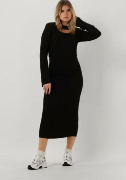 zwarte gestuz midi jurk ankagz long dress