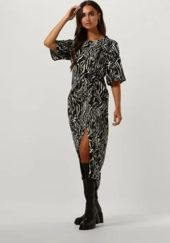 zwarte gestuz midi jurk brayagz p midi dress