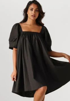 zwarte gestuz mini jurk elarahgz linen short dress