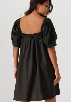 zwarte gestuz mini jurk elarahgz linen short dress