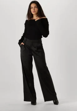 zwarte gestuz tops & t-shirts silvigz rib ls off shoulder