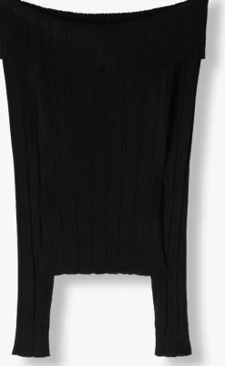 zwarte gestuz tops & t-shirts silvigz rib ls off shoulder