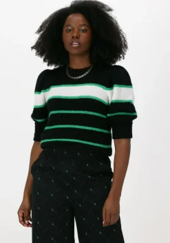 zwarte gestuz trui alpha ss striped pullover