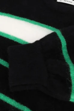 zwarte gestuz trui alpha ss striped pullover