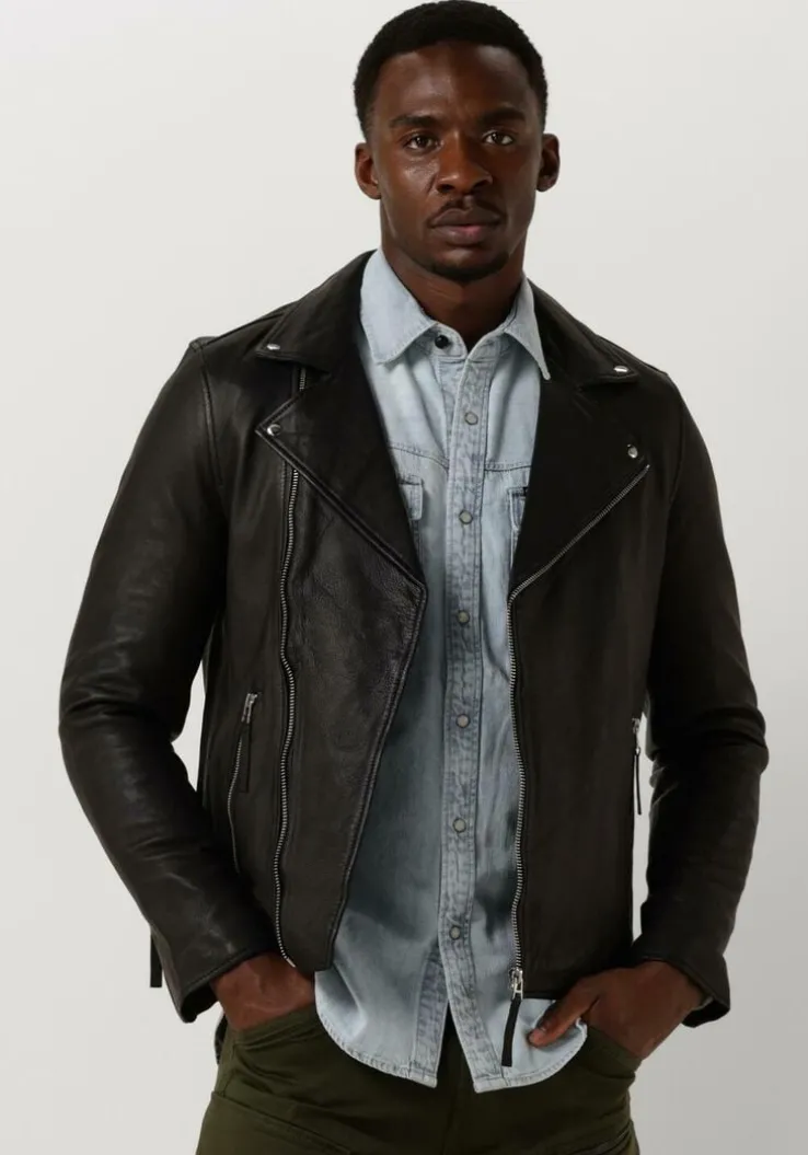 zwarte goosecraft leren jas gc mercury biker