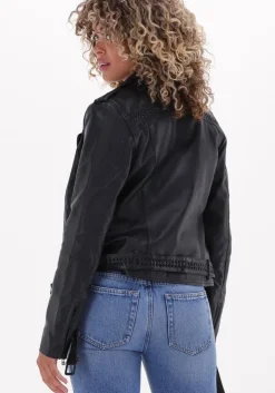 zwarte goosecraft leren jas jade braided