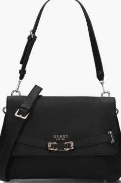 zwarte guess schoudertas sulvye flap shoulder bag