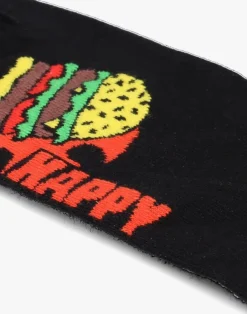 zwarte happy socks sokken flaming burger
