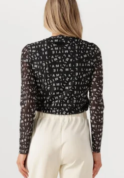 zwarte haute l'amitié top l'amitie mesh ls o-neck