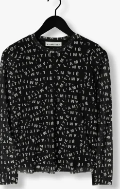 zwarte haute l'amitié top l'amitie mesh ls o-neck