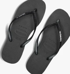 zwarte havaianas teenslippers slim glitter ii