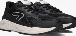 zwarte hub lage sneakers grid-w