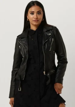 zwarte ibana leren jas moss