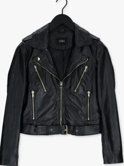 zwarte ibana leren jas moss