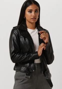 zwarte ibana leren jas moss