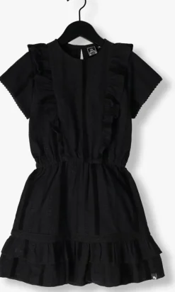 zwarte indian blue jeans mini jurk ruffle dress sparkle