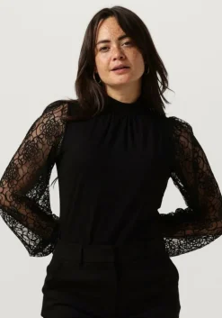 zwarte jansen amsterdam blouses v107 top with lace sleeves and turtle neck