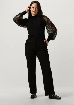 zwarte jansen amsterdam blouses v107 top with lace sleeves and turtle neck