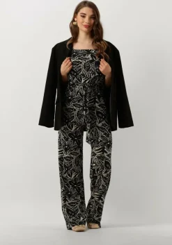 zwarte jansen amsterdam jumpsuit vfb445 jersey printed jumpsuit square neckline