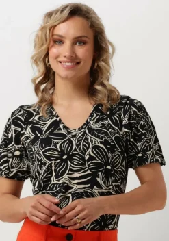zwarte jansen amsterdam top vfb179 printed top short sleeve v-neck