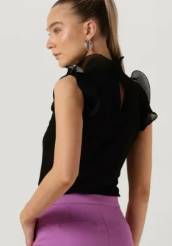 zwarte jansen amsterdam top v309 top sleeveless with ruffle details