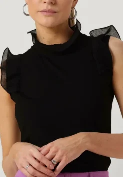 zwarte jansen amsterdam top v309 top sleeveless with ruffle details