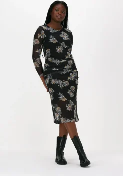 zwarte just female midi jurk anlia dress