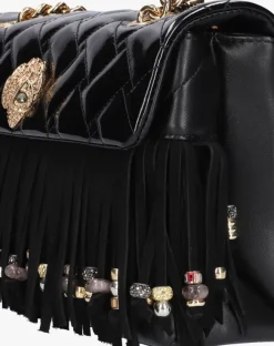 zwarte kurt geiger london schoudertas kensington fringe bag