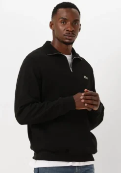 zwarte lacoste trui regular fit high neck zipped sweatshirt