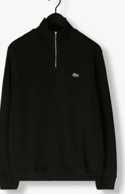 zwarte lacoste trui regular fit high neck zipped sweatshirt