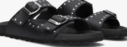 zwarte lina locchi slippers 2 gesp slipper met studs