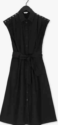 zwarte liu jo midi jurk abito lungo popeline