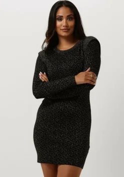 zwarte liu jo mini jurk abito maglia m/l full logo
