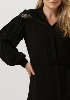 zwarte liu jo mini jurk abito camicia lace e plisse