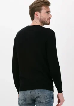 zwarte lyle & scott trui crew neck cotton merino jumper