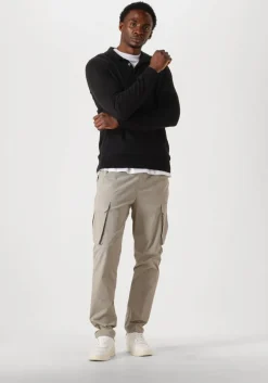 zwarte lyle & scott trui cotton merino long sleeve knitted polo