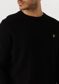 zwarte lyle & scott trui cotton merino crew neck jumper