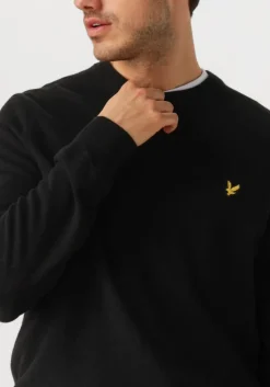 zwarte lyle & scott trui lambswool blend crew neck jumper
