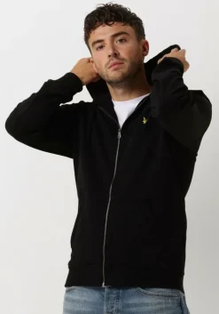 zwarte lyle & scott trui zip through hoodie